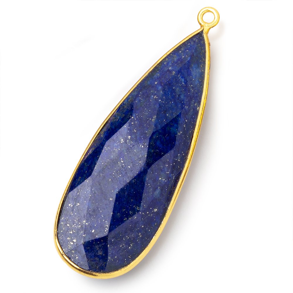 46x17mm Vermeil Bezel Lapis Lazuli Faceted Pear Pendant 1 piece (ONLINE ORDER ONLY)