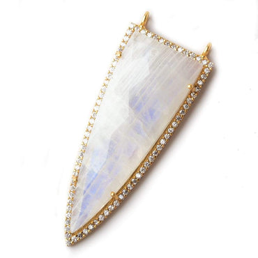 46x18mm Vermeil CZ Bezel Rainbow Moonstone Point 2 Ring Pendant 1 piece (ONLINE ORDER ONLY)