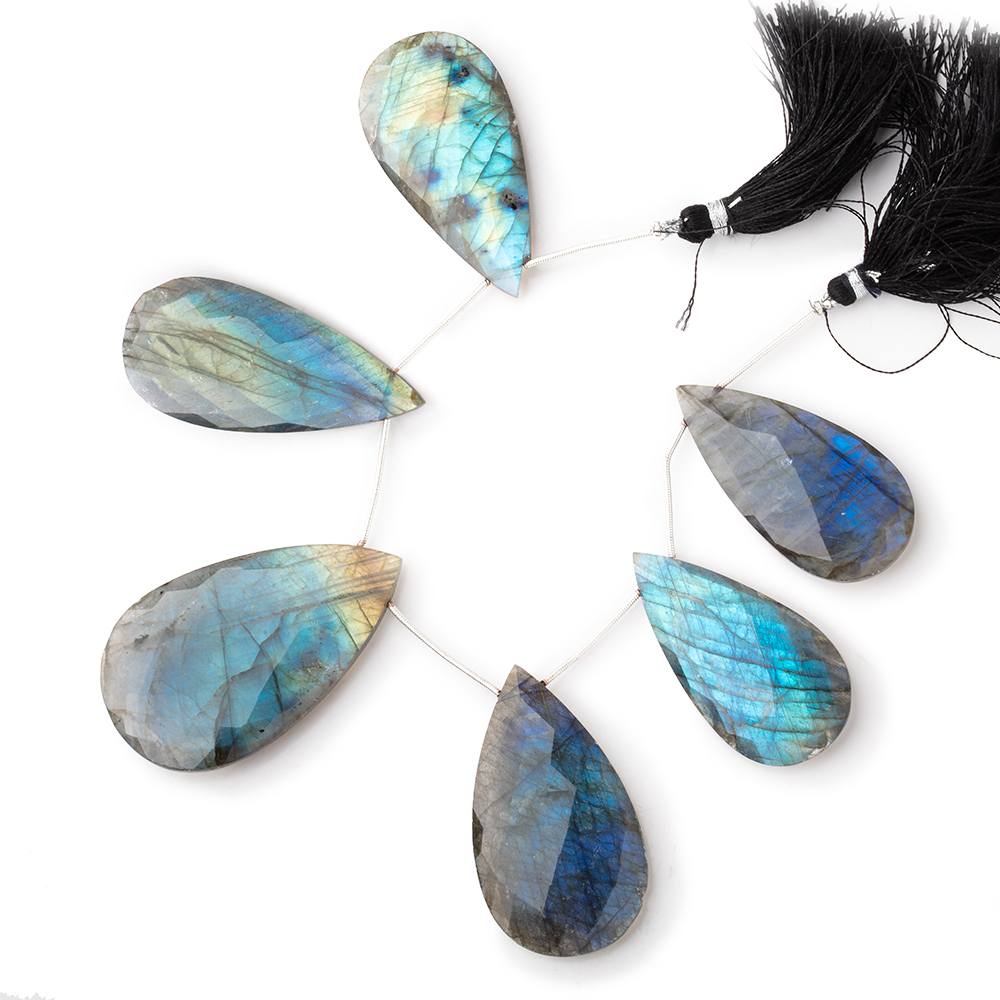 46x23-54x32mm Labradorite Faceted Pear Beads 6 inch 6 pieces AA (ONLINE ORDER ONLY)
