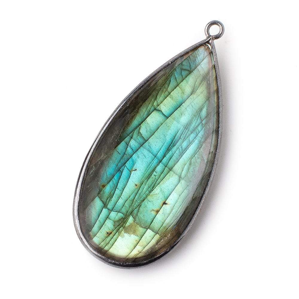 46x23mm Black Gold Bezeled Plain Pear Pendant 1 piece (ONLINE ORDER ONLY)