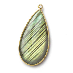 46x23mm Vermeil Bezel Labradorite plain pear Pendant 1 focal bead (ONLINE ORDER ONLY)
