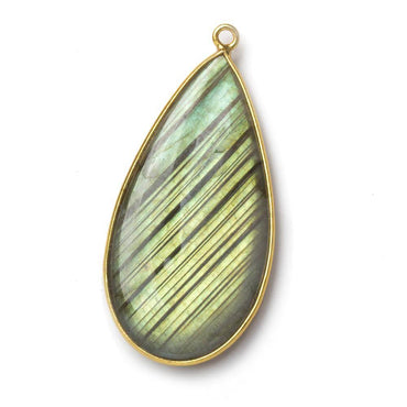 46x23mm Vermeil Bezel Labradorite plain pear Pendant 1 focal bead (ONLINE ORDER ONLY)