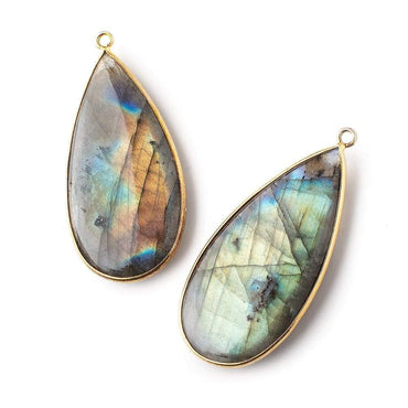 46x23mm Vermeil Bezel Labradorite plain pear Pendant 1 focal bead (ONLINE ORDER ONLY)