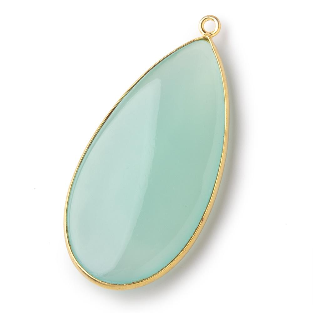 46x23mm Vermeil Bezel Seafoam Chalcedony Plain Pear Pendant 1 piece (ONLINE ORDER ONLY)