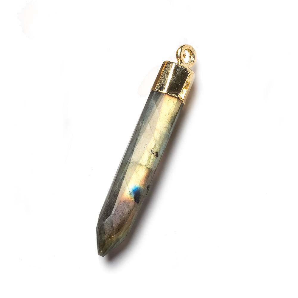 46x6mm Gold Leafed Labradorite Spike focal bead 1 piece (ONLINE ORDER ONLY)
