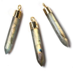46x6mm Gold Leafed Labradorite Spike focal bead 1 piece (ONLINE ORDER ONLY)