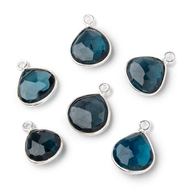 10.5-11.5mm .925 Silver Bezel London Blue Topaz Faceted Heart Pendant 1 piece AAA (ONLINE ORDER ONLY)