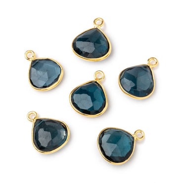 10.5-11.5mm Vermeil Bezel London Blue Topaz Faceted Heart Pendant 1 piece AAA (ONLINE ORDER ONLY)