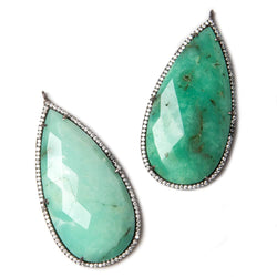 47.5x26mm Black Gold Bezeled White CZ & Chrysoprase Pear Pendant 1 pc (ONLINE ORDER ONLY)