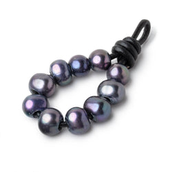 8-9mm Navy Peacock Large Hole Off Round Pearls Set of 10 (ONLINE ORDER ONLY)