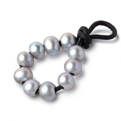 8-9mm Blue Silver Large Hole Off Round Pearls Set of 10 (ONLINE ORDER ONLY)