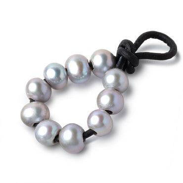 8-9mm Blue Silver Large Hole Off Round Pearls Set of 10 (ONLINE ORDER ONLY)