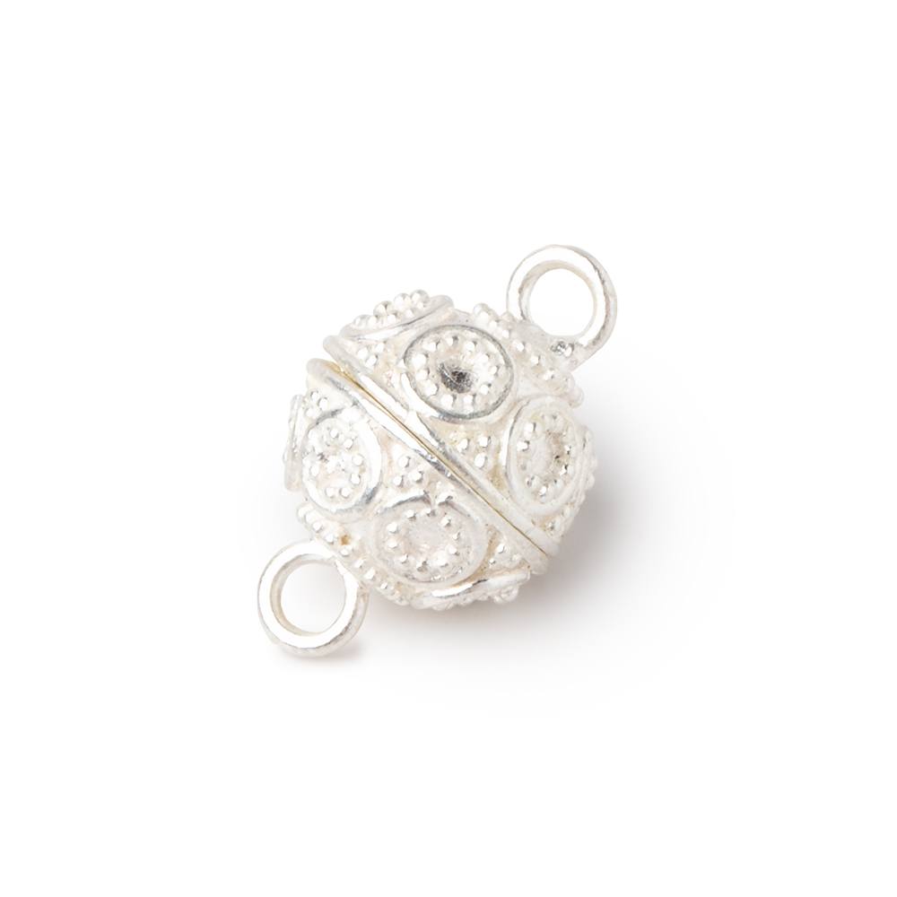 12mm Sterling Silver Circle Miligrain Ball Magnetic Clasp 1 piece (ONLINE ORDER ONLY)