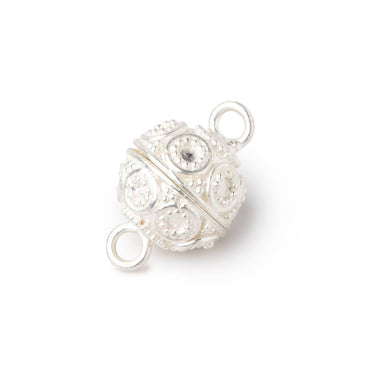 12mm Sterling Silver Circle Miligrain Ball Magnetic Clasp 1 piece (ONLINE ORDER ONLY)