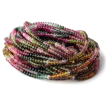 4.7mm Multi Color Tourmaline plain rondelle beads 18 inch 154 pieces A (ONLINE ORDER ONLY)