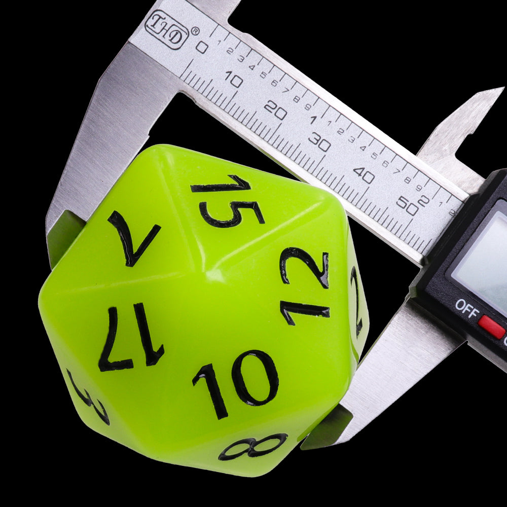 55mm Titan d20 (Glow Green) Glow in the Dark Huge d20 for DND RPG (Online Only)