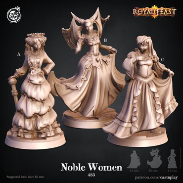 3D Printed Cast n Play Noble Women Royal Feast Death Tiles 28mm 32mm D&D (Online Only)