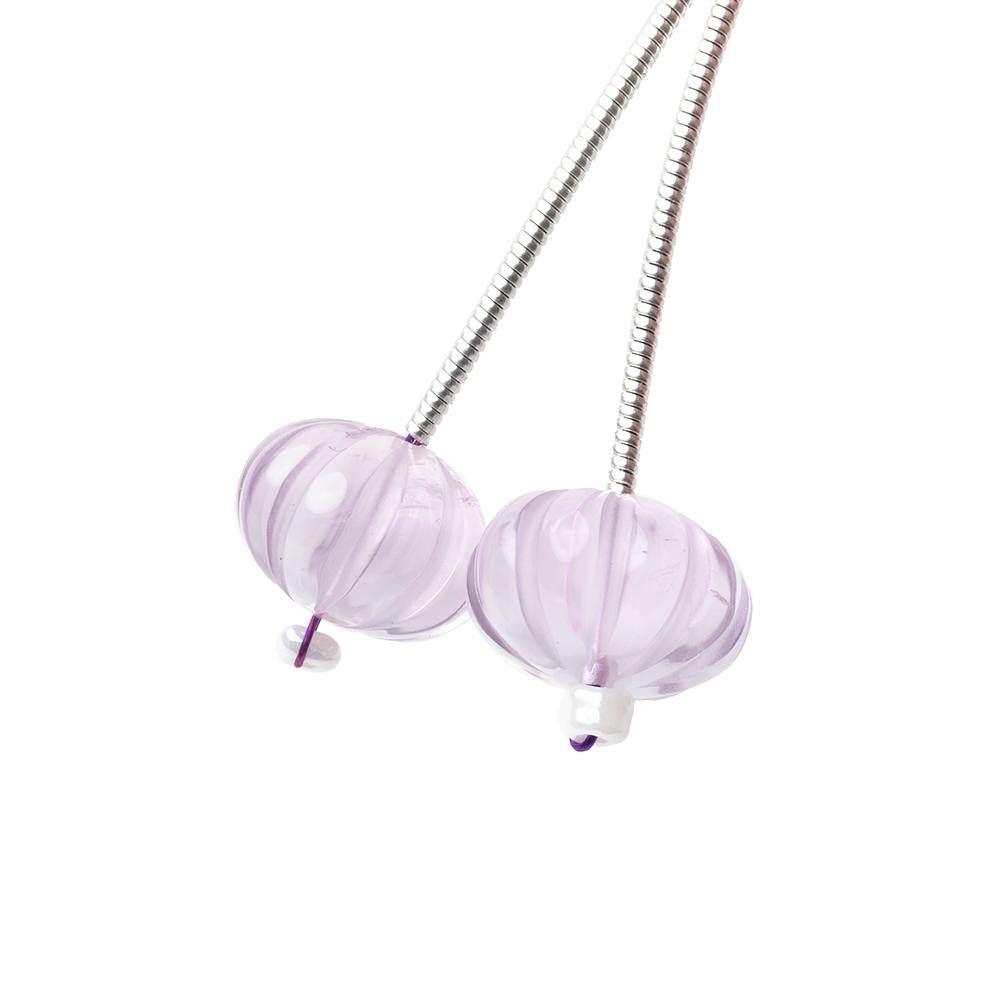 11-12mm Pink Amethyst Carved Melon Focals Set of 2 Beads (ONLINE ORDER ONLY)
