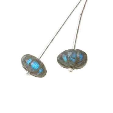 11-12mm Labradorite Carved Melon Focals Set of 2 Beads (ONLINE ORDER ONLY)