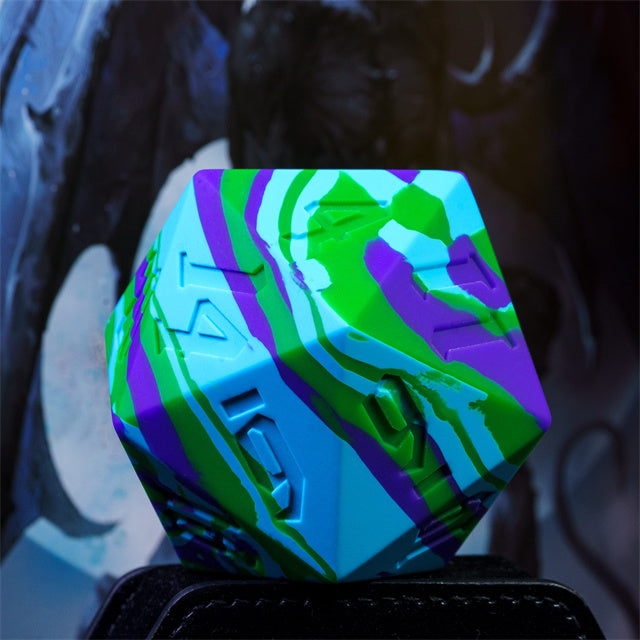 Large Wonderland Blue/Green Silicone d20 Dice 55mm | RPG Dice Novelty Piece (Online Only)