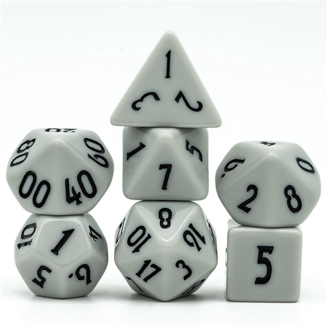 Dark Grey Homage 7-Dice Set w/Black Numbers Minimalist (Online Only)