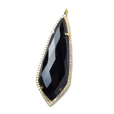48x18mm Vermeil Bezel CZ & Black Chalcedony Modified Shield Pendant 1 focal bead (ONLINE ORDER ONLY)