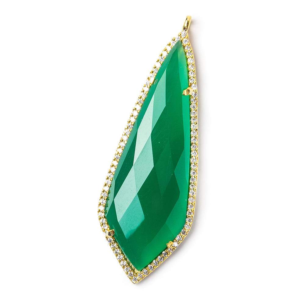 48x18mm Vermeil Bezel CZ & Green Onyx Modified Point Pendant 1 focal bead (ONLINE ORDER ONLY)