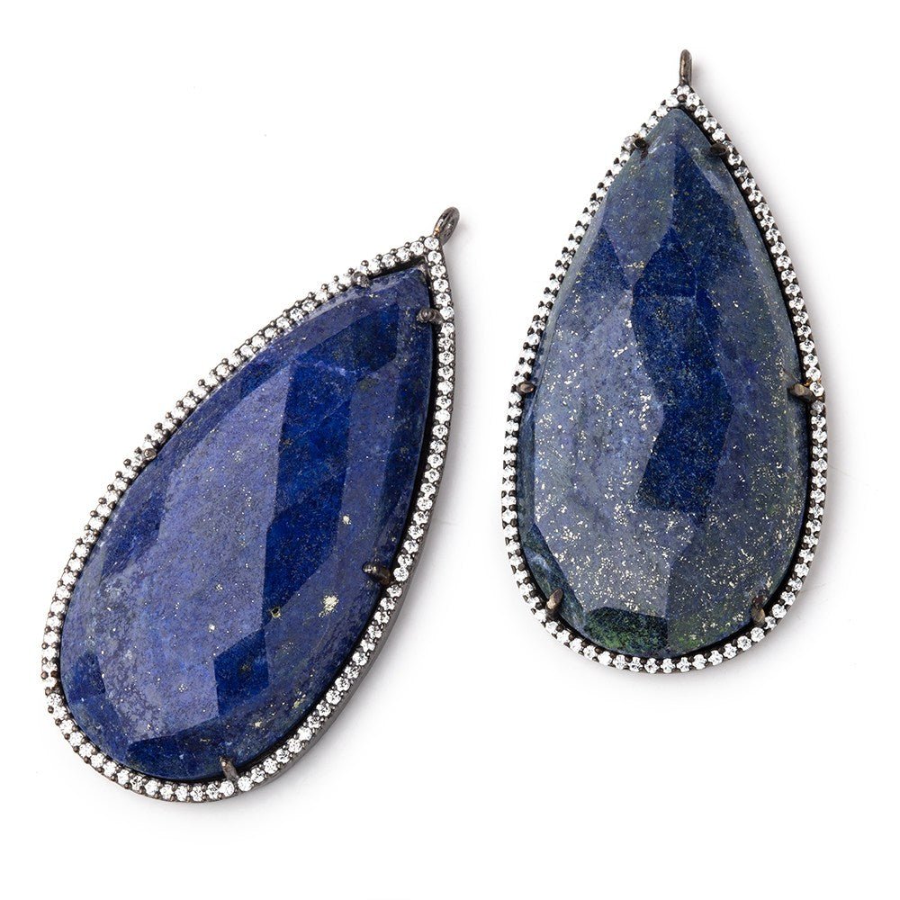 48x25mm Black Gold CZ Bezel Lapis Lazuli Pear Pendant 1 Focal Bead (ONLINE ORDER ONLY)