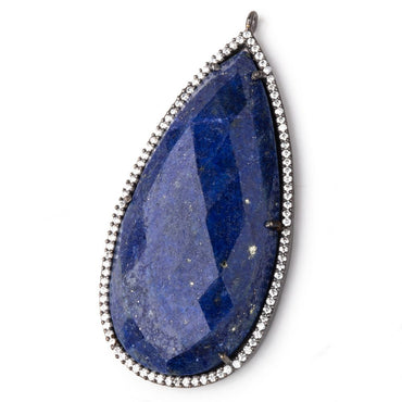 48x25mm Black Gold CZ Bezel Lapis Lazuli Pear Pendant 1 Focal Bead (ONLINE ORDER ONLY)
