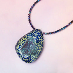 48x35mm Hand Painted Metallic Drusy Focal Bead 1 piece (ONLINE ORDER ONLY)