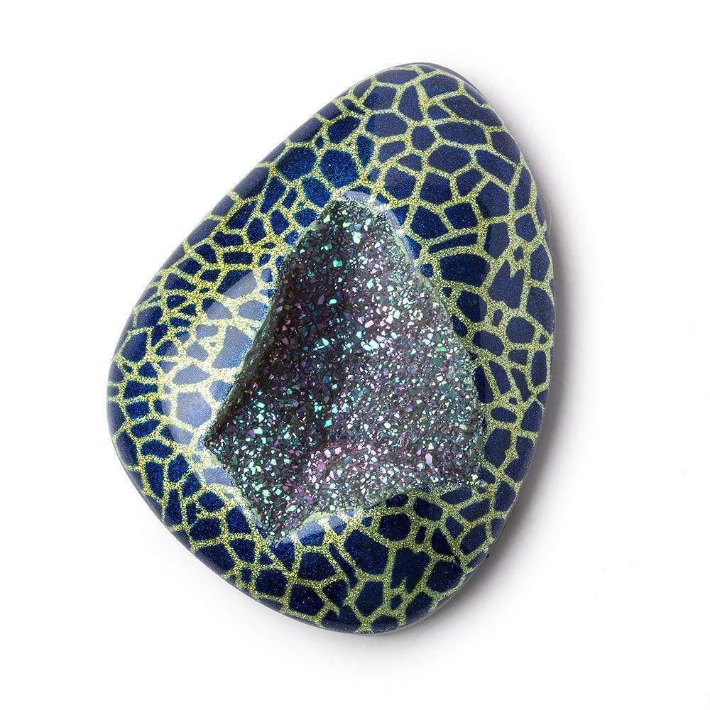 48x35mm Hand Painted Metallic Drusy Focal Bead 1 piece (ONLINE ORDER ONLY)