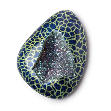 48x35mm Hand Painted Metallic Drusy Focal Bead 1 piece (ONLINE ORDER ONLY)