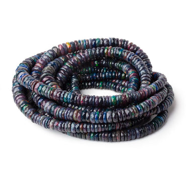 5-10mm Ethiopian Wollo Black Opal Faceted Heishi 17 inch 180 Beads AAA (ONLINE ORDER ONLY)