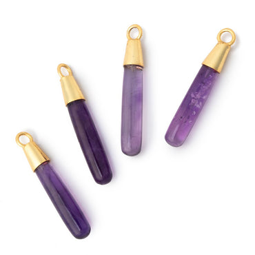 30x5.5mm Vermeil Capped Amethyst Plain Tear Drop Pendant 1 piece (ONLINE ORDER ONLY)