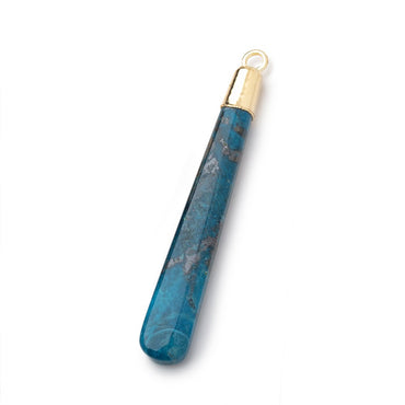 38-41mm Gold Leafed Chrysocolla Pear Pendant 1 focal piece (ONLINE ORDER ONLY)