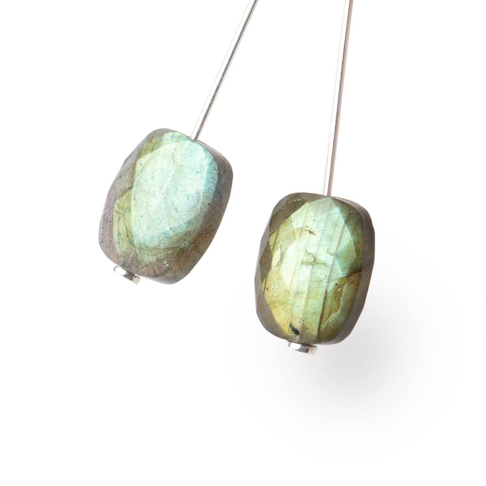 12x10mm Labradorite Faceted Rectangle Focals Set of 2 Beads AA 1mm hole (ONLINE ORDER ONLY)