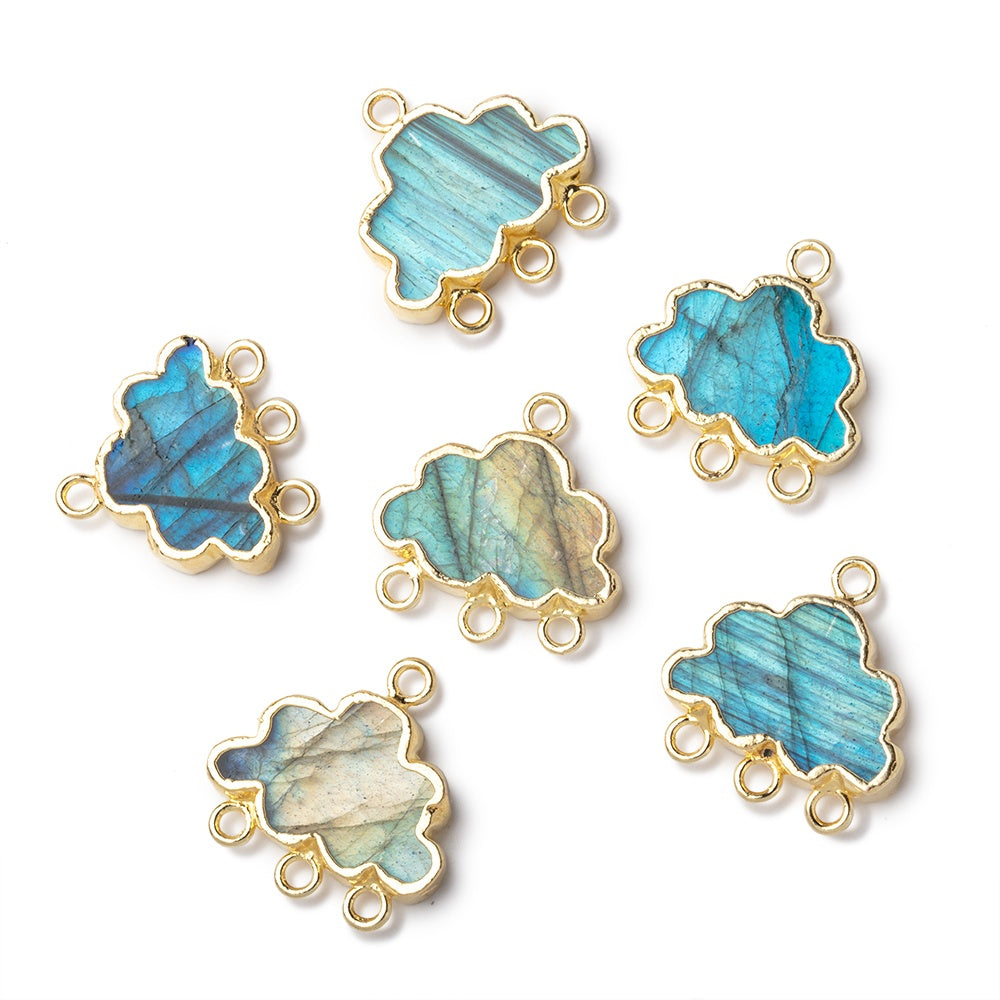 10.5x15.5mm Gold Leafed Labradorite Cloud Four Ring Connector 1 piece (ONLINE ORDER ONLY)