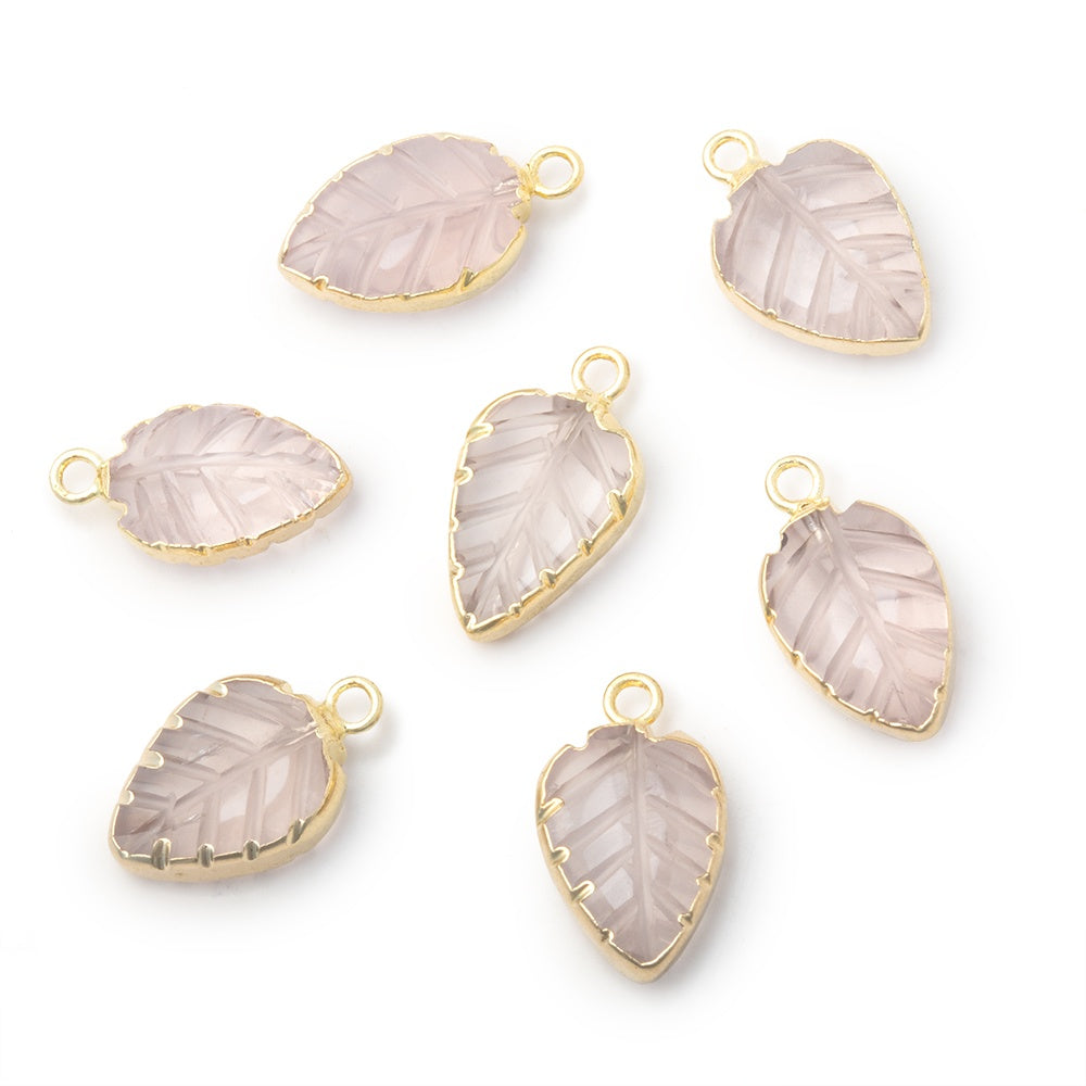 11-15mm Gold Leafed Rose Quartz Carved Leaf Focal 1 piece (ONLINE ORDER ONLY)