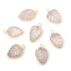 11-15mm Gold Leafed Rose Quartz Carved Leaf Focal 1 piece (ONLINE ORDER ONLY)
