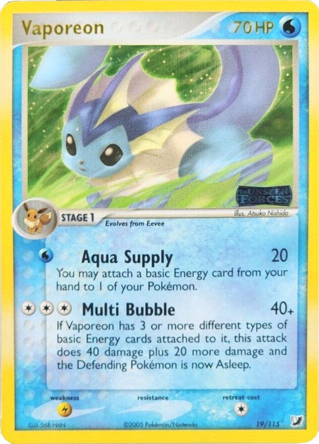 Vaporeon (19/115) (Stamped) [EX: Unseen Forces] (Online Only)