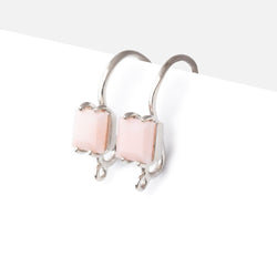 Sterling Silver Pink Peruvian Opal Bevel Faceted Square Earwire Set of 2 pieces (ONLINE ORDER ONLY)