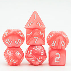 Red Macaron 7-Dice Blend Set w/White Numbers (Online Only)