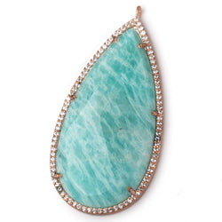 49x25mm Antique Rose Gold CZ Bezel Amazonite Pear Pendant 1 Focal Bead (ONLINE ORDER ONLY)