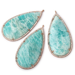 49x25mm Antique Rose Gold CZ Bezel Amazonite Pear Pendant 1 Focal Bead (ONLINE ORDER ONLY)