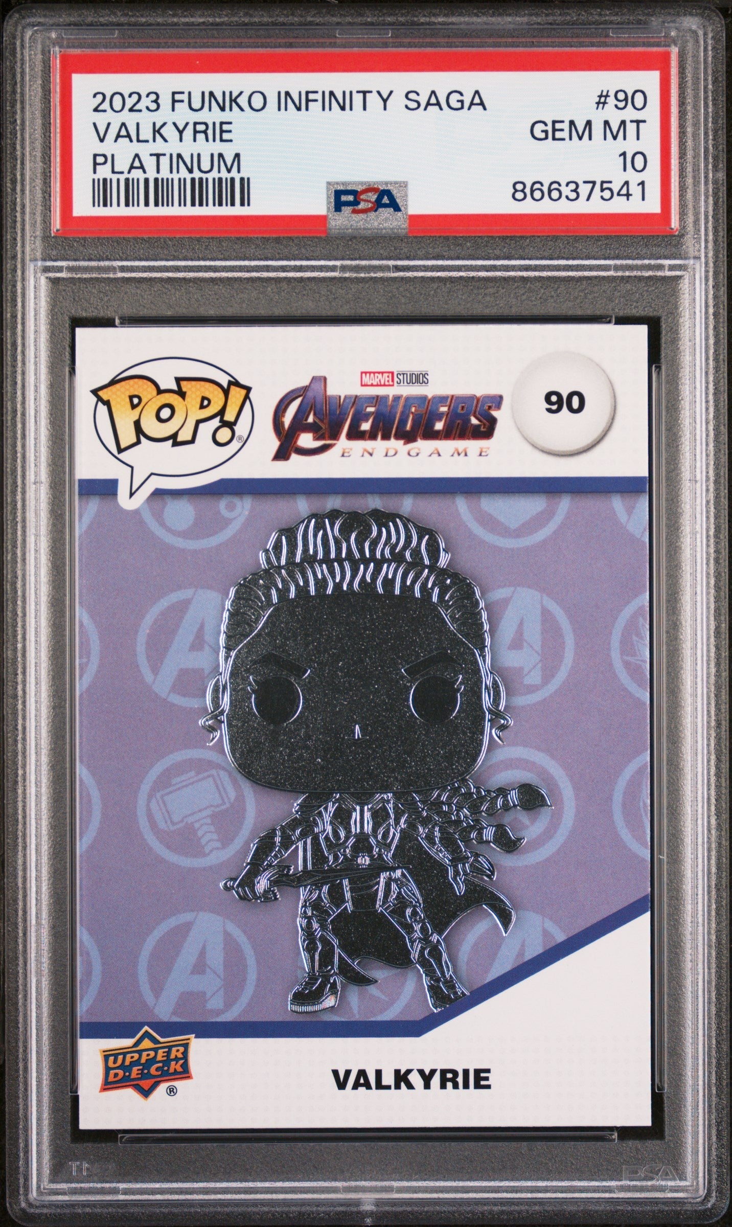 2023 UPPER DECK FUNKO POP MARVEL  VALKYRIE PLATINUM #90  PSA 10 (Online Order Only)