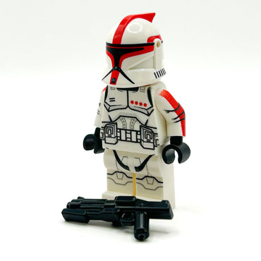 Custom Commander Clone Trooper (Red, Phase 1) Minifig made using LEGO parts  - B3 Customs (Online Order Only)