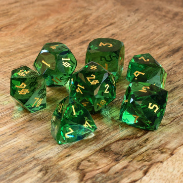 Emerald Multifaceted Glass Dice Set (ONLINE ORDER ONLY)
