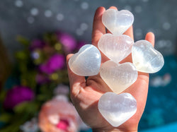 4 CM Sweet Selenite /  Satin Spar Hearts (ONLINE ORDER ONLY)