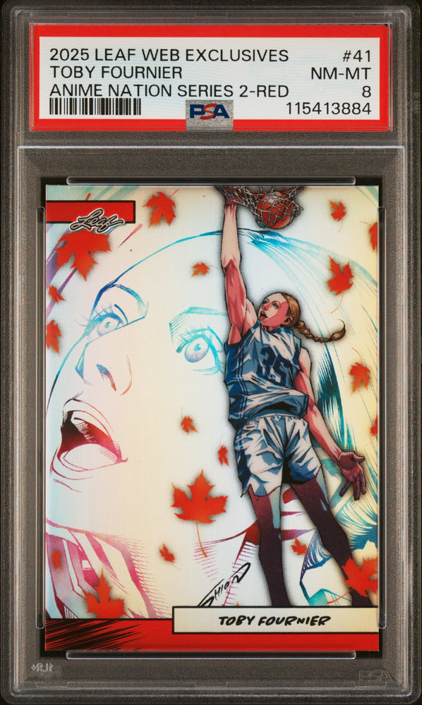 Graded 2025 Leaf Web Exclusives Toby Fournier #41 Anime Nation Series 2 Red /25 Basketball Card PSA 8 Near Mint (ONLINE ORDER ONLY)