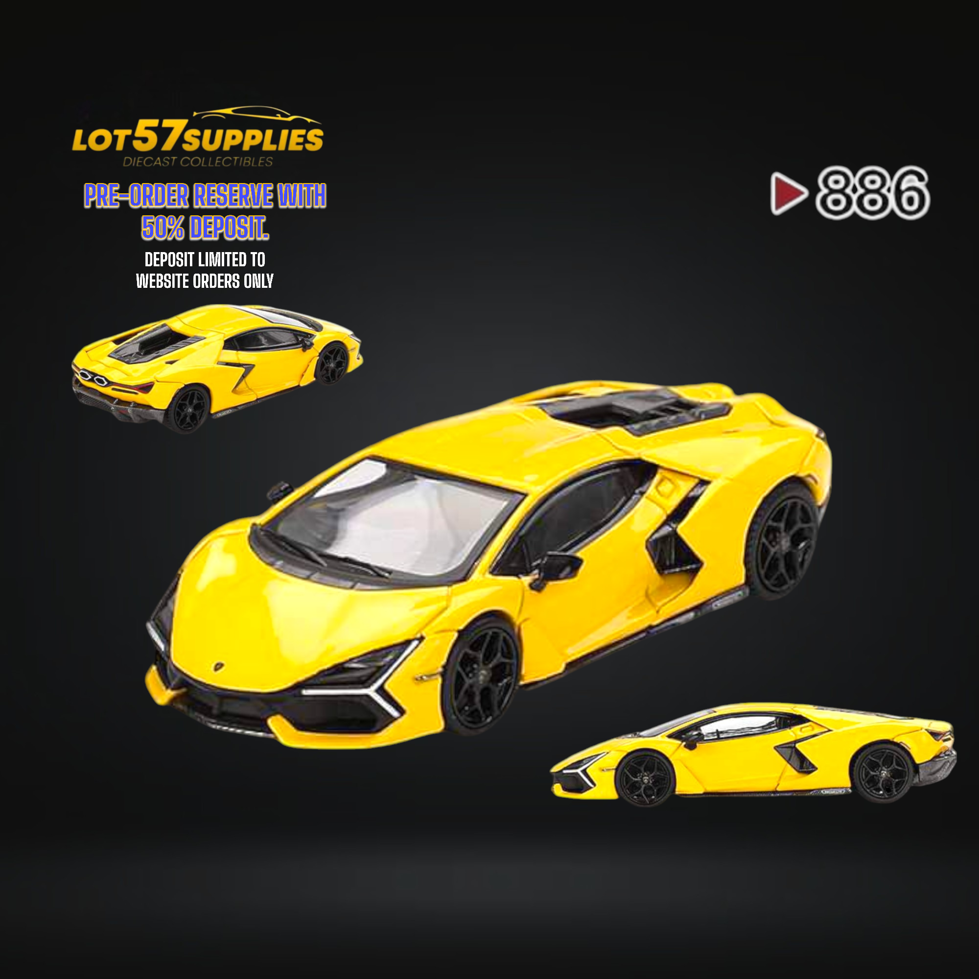 (Pre-Order) Mini-GT Lamborghini Revuelto Giallo #886 1:64 MGT00886 (ONLINE ORDER ONLY)